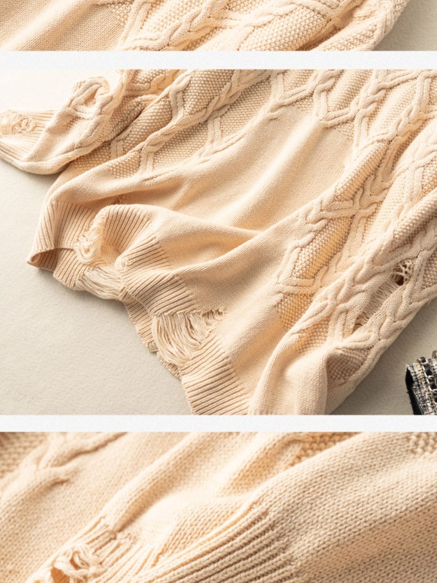 100% Natural Fabric Crew Neck Pullover Casual Knitted Sweater