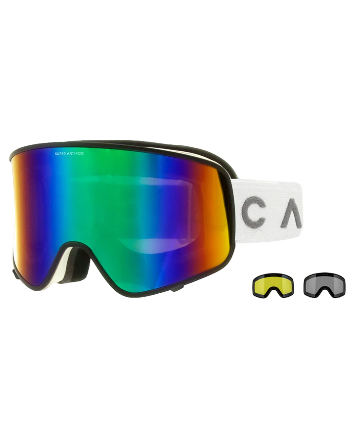 Carve Summit Snow Goggles + Spare Lens - Matte White / Grey w/ Green Iridium - 2023