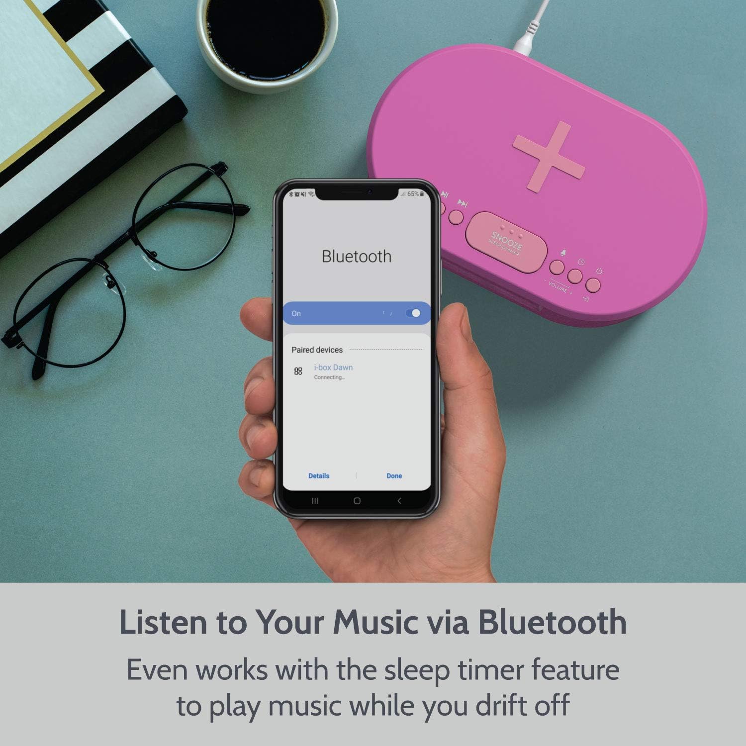 i-box Bedside Radio Alarm Clock with USB Charger, Bluetooth Speaker, QI Wireless Charging, Dual Alarm Dimmable LED Display (Grey)