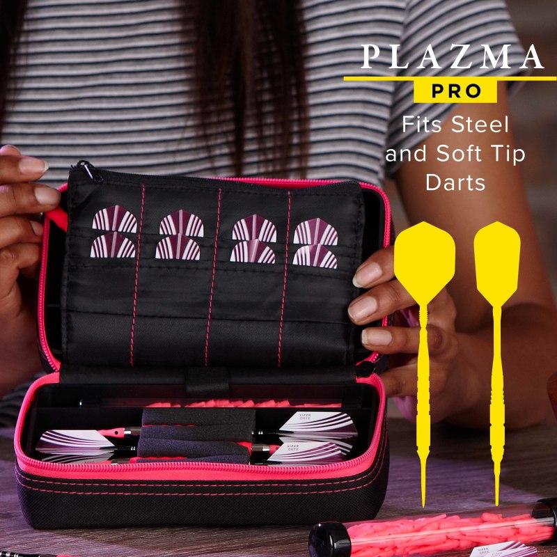 Casemaster Plazma Pro Dart Case Black with Pink Trim and Phone Pocket