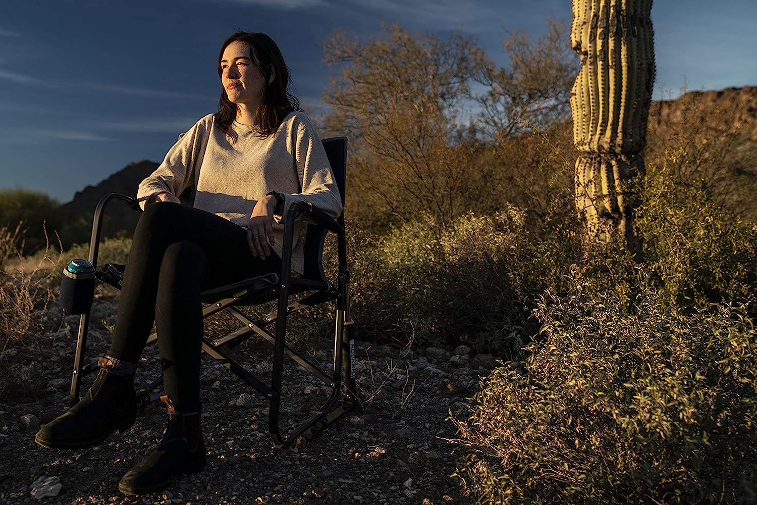Outdoor Freestyle Rocker Portable Rocking Chair & Outdoor Camping Chair, ergonomic Nylon, Indigo Blue