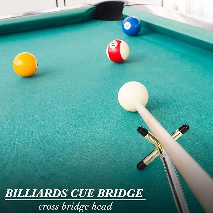 Pool Cue Snooker Pool Bridge Stick Pool Table Accessories Retractable Billiards Cue Rest with Removable Brass Bridge Head