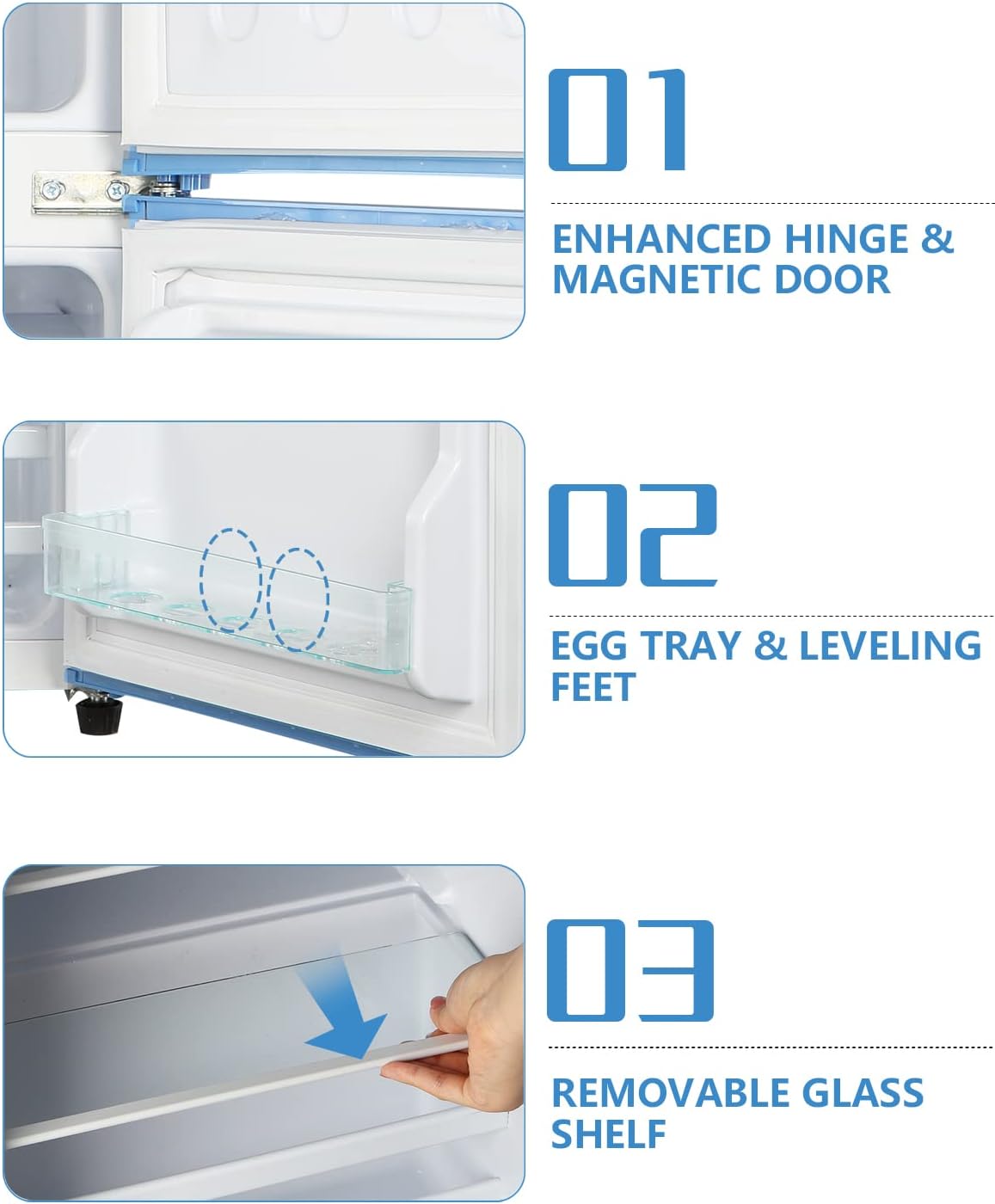 KRIB BLING Mini Fridge with Freezer on Top, 3.5 Cu.Ft Compact Refrigerator with 7 Levels Adjustable Thermostat, Small Fridge for Dorm, Office, RV Camping, Silver