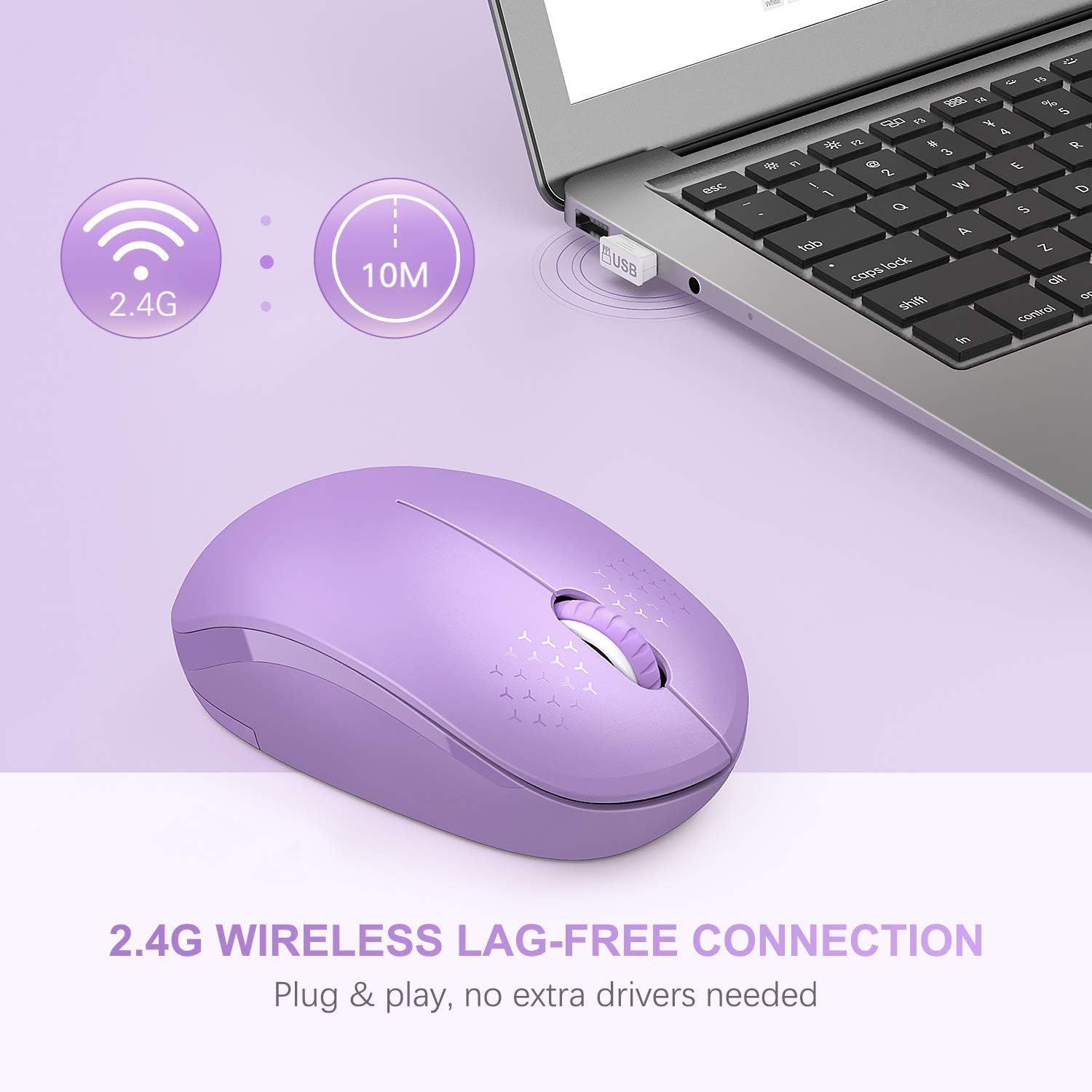 seenda Wireless Mouse, 2.4G Noiseless Mouse with USB Receiver - Portable Computer Mice for PC, Tablet, Laptop with Windows System - Mint Green