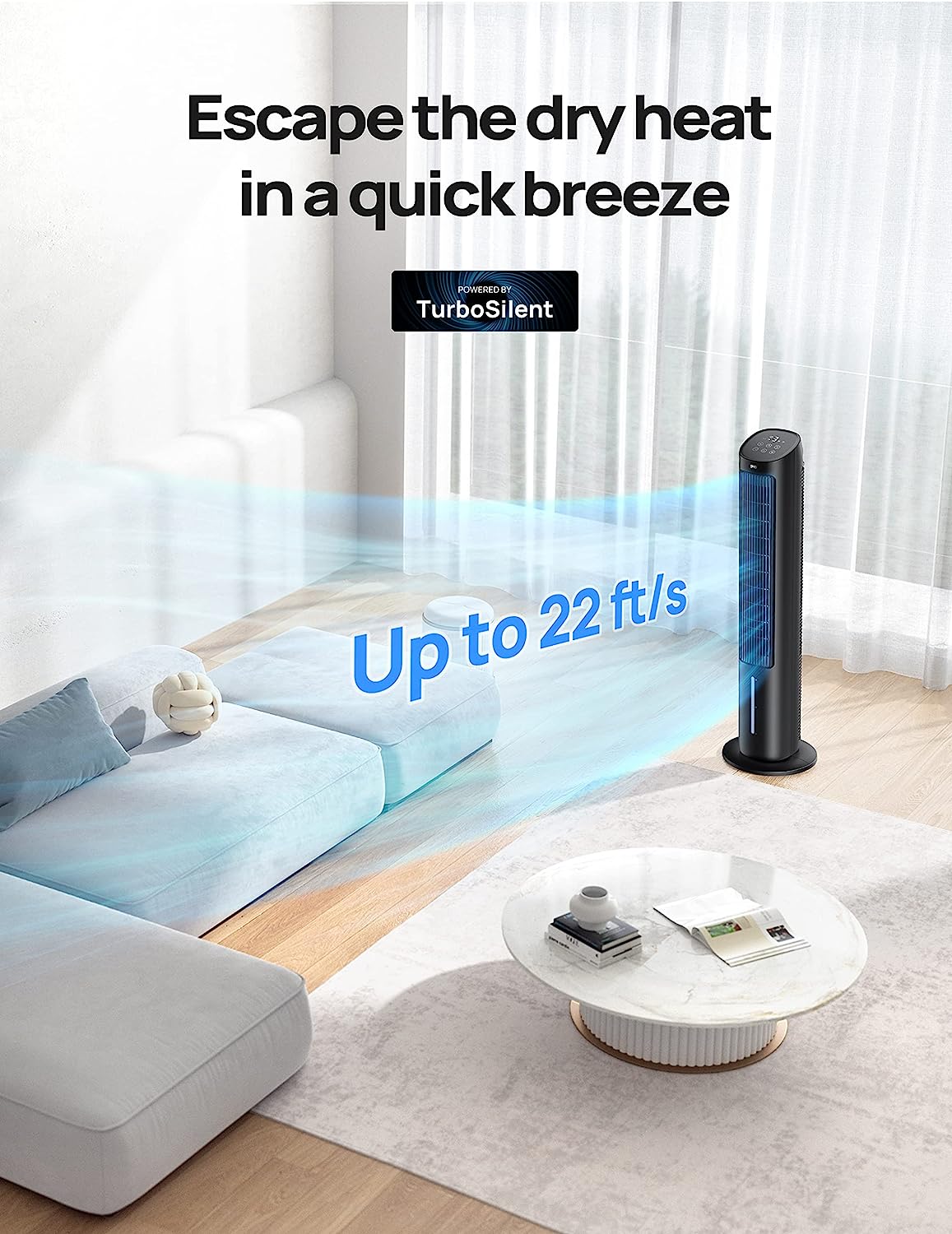 Dreo Evaporative Air Cooler, 40” Cooling Fans that Blow Cold Air, 2023 Upgrade with 80° Oscillating, Removable Water Tank, Ice Packs, Remote Control, 4 Speeds, 7H Timer, Swamp Cooler for Bedroom