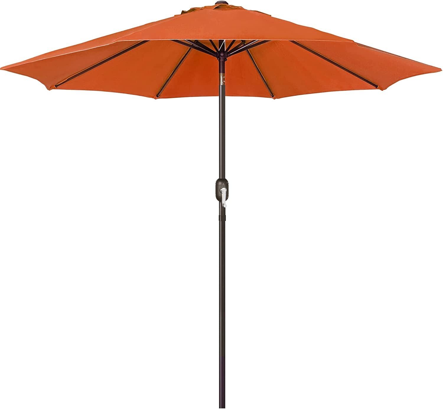 9' Outdoor Market Patio Umbrella with Push Button Tilt and Crank, 8 Ribs (Tan)