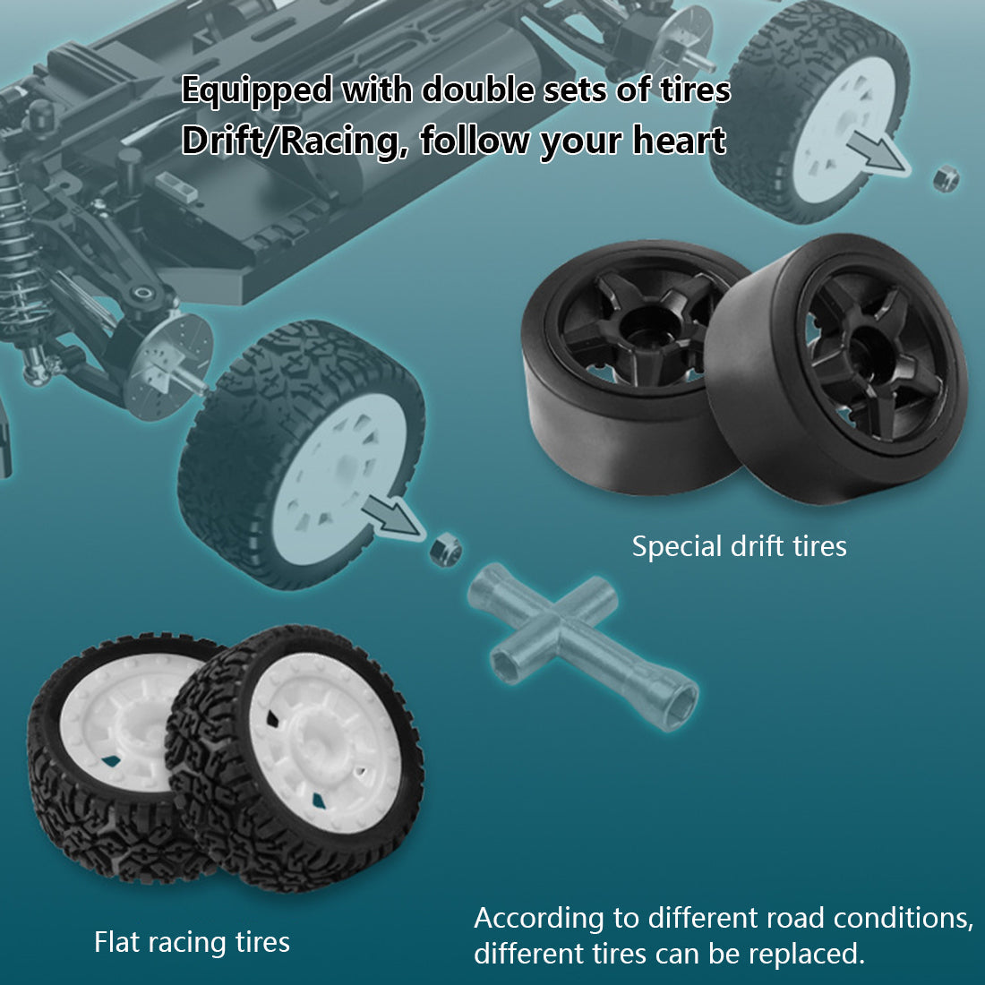 RC Car 1/16 50KM/H 4CH 4WD 2.4G Full Scale Brushless High-speed Racing Car Drifting RC Car with Front Lights - RTR Brushless Version (Grey Golden)