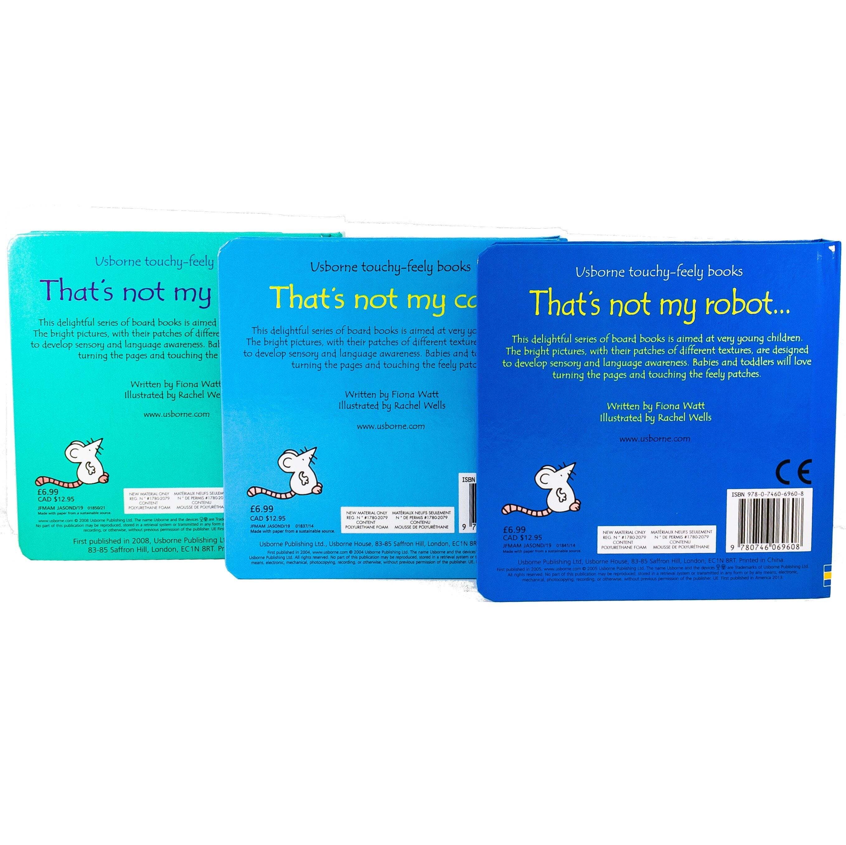 That's not my plane/car/robot... by Fiona Watt & Rachel Wells 3 Books Collection Set - Ages 0-5 - Board Book