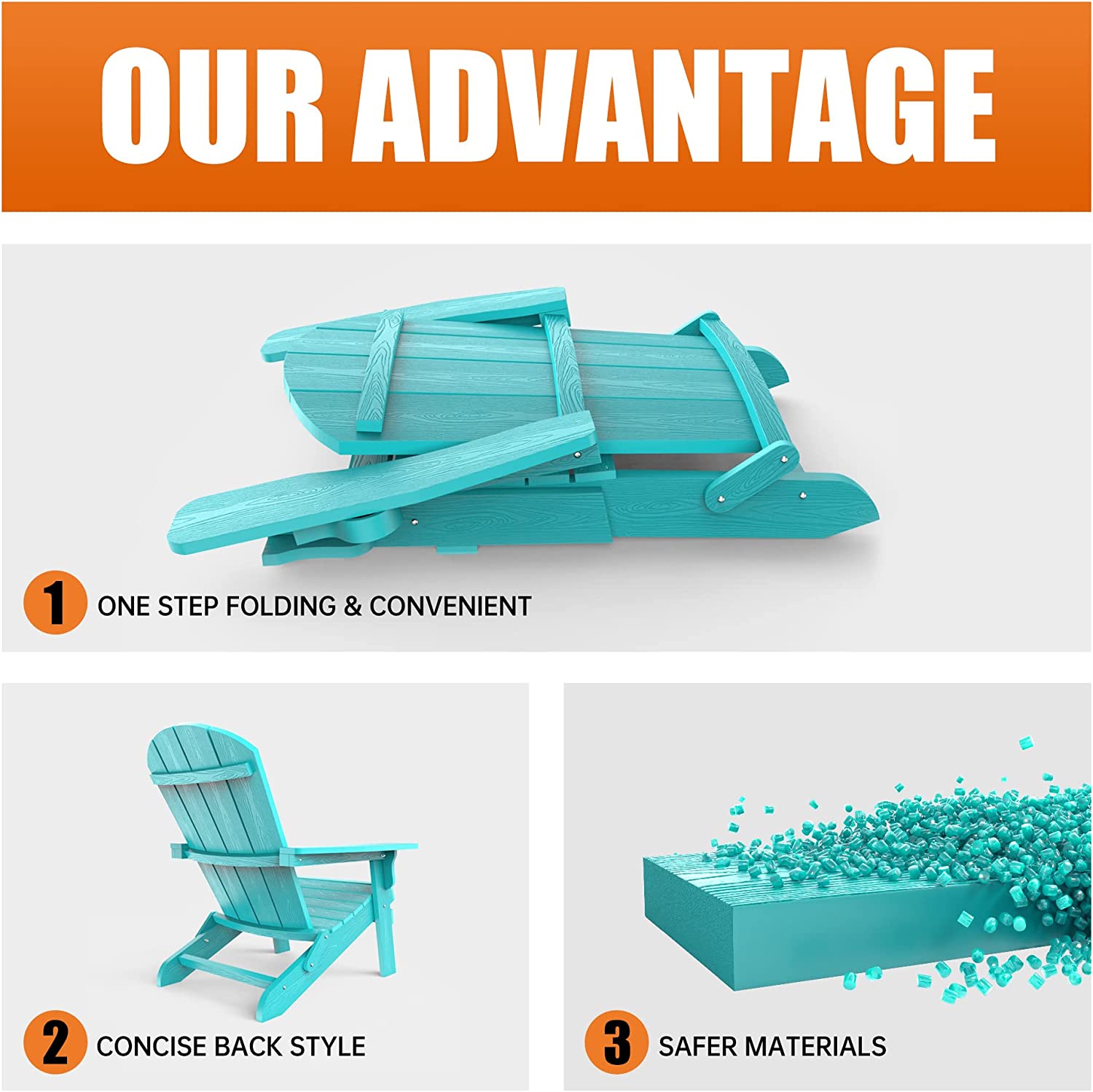 Adirondack Chair ,Patio Chairs 5 Steps Easy Installation,Widely Used in Outdoor, Fire Pit, Deck, Outside, Garden, Campfire Chairs