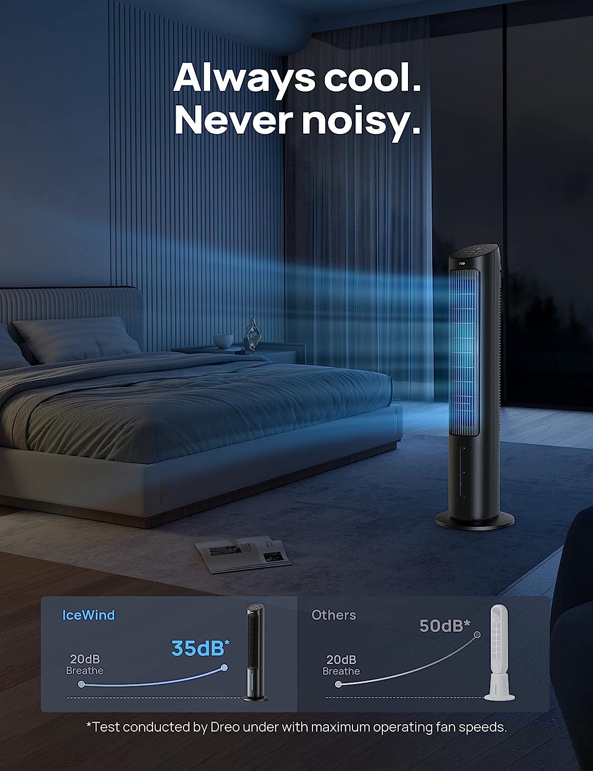 Dreo Evaporative Air Cooler, 40” Cooling Fans that Blow Cold Air, 2023 Upgrade with 80° Oscillating, Removable Water Tank, Ice Packs, Remote Control, 4 Speeds, 7H Timer, Swamp Cooler for Bedroom