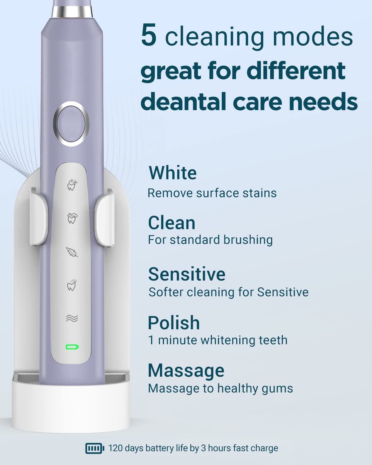 Sonic Electric Toothbrush for Adults - Rechargeable Electric Toothbrushes with 8 Brush Heads, & Travel Case,Teeth Whitening , Power Electric Toothbrush with Holder, Once Charge for 120 Days - H8 Pink