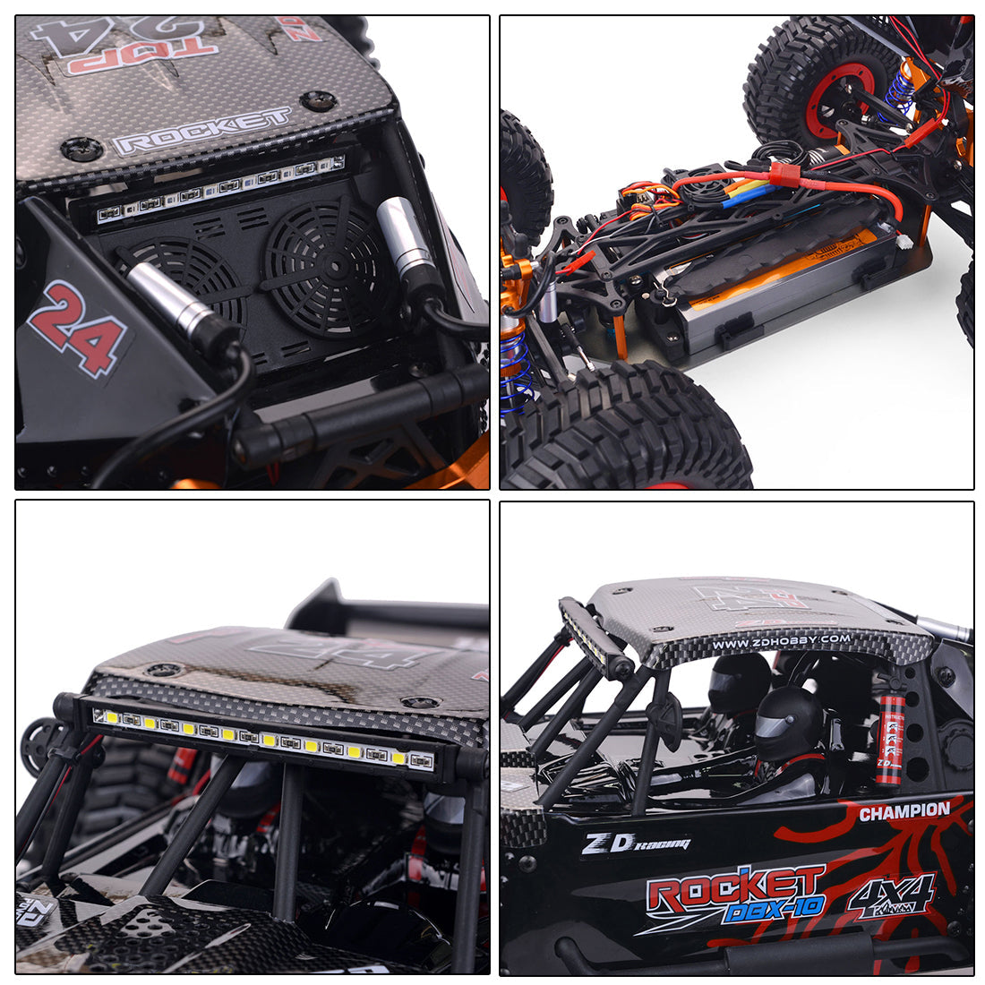 ZD Racing ROCKET DBX-10 1/10 4WD 80KM/H 2.4G RC Car Brushless Motor High-speed Remote Control Desert Off-road Vehicle - RTR