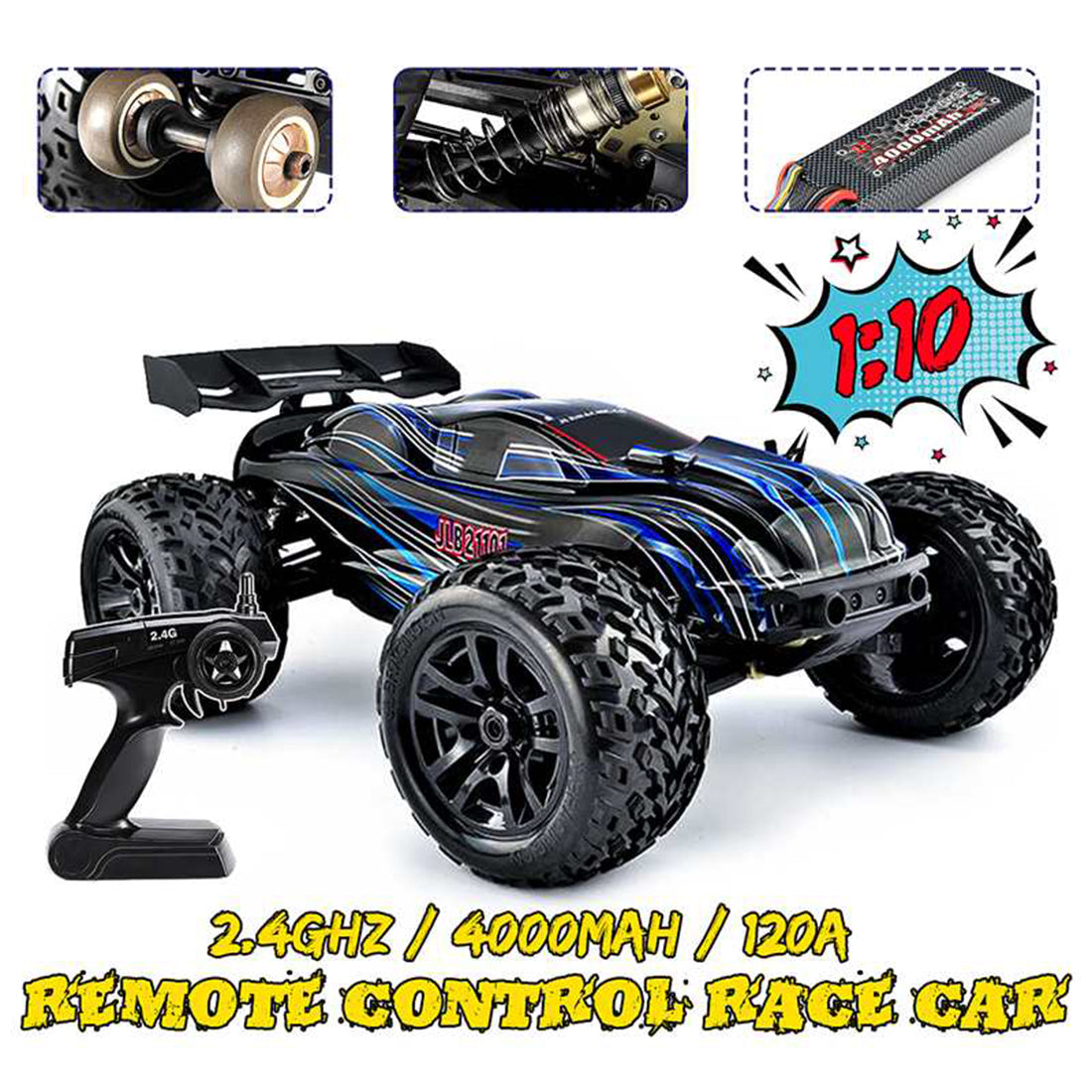 JLB Racing 21101 1/10 2.4G 4WD Off-road Splashproof Flip Brushless Off-road RC Car Remote Control Truck - RTR