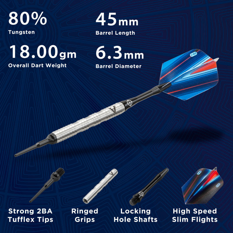 Viper Sidewinder Darts 80% Tungsten Soft Tip Darts Shark Fin Barrel 18 Grams