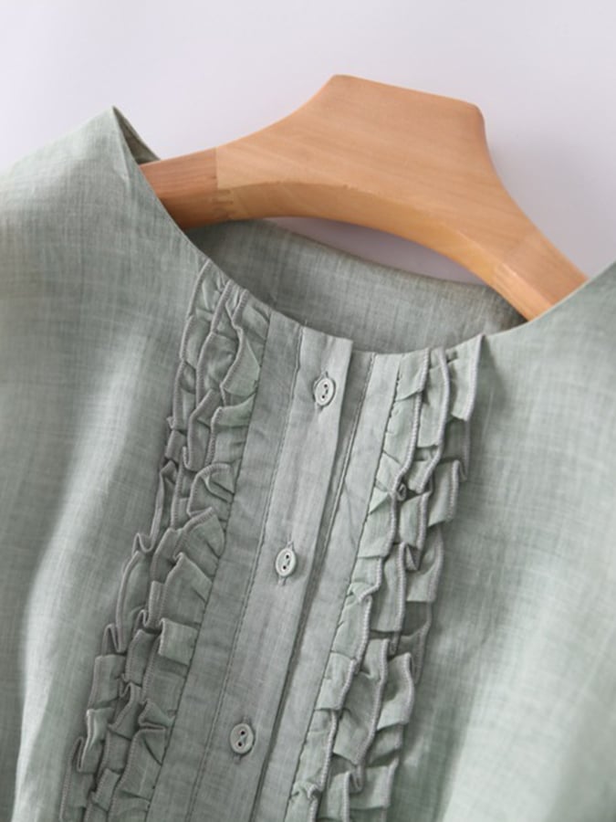 Cotton Linen Ruffle Dress