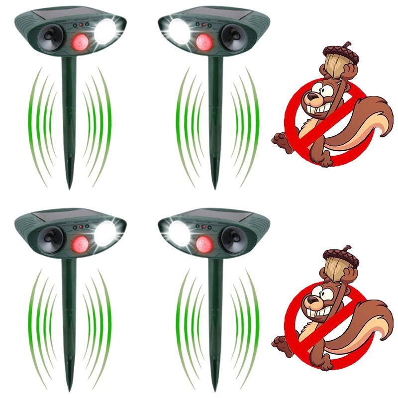 Squirrel Outdoor Solar Ultrasonic Repeller - Get Rid of Squirrels in 48 Hours