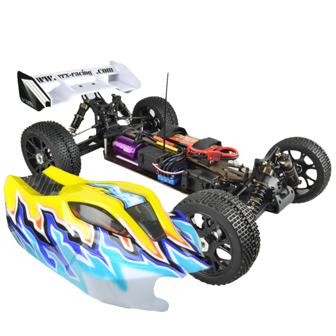 VRX RH816 1/8 Scale 4WD Brushless RTR Off-road Buggy High Speed 2.4GHz RC Car (with 60A ESC, 3650 Motor) - R0236 Yellow Blue