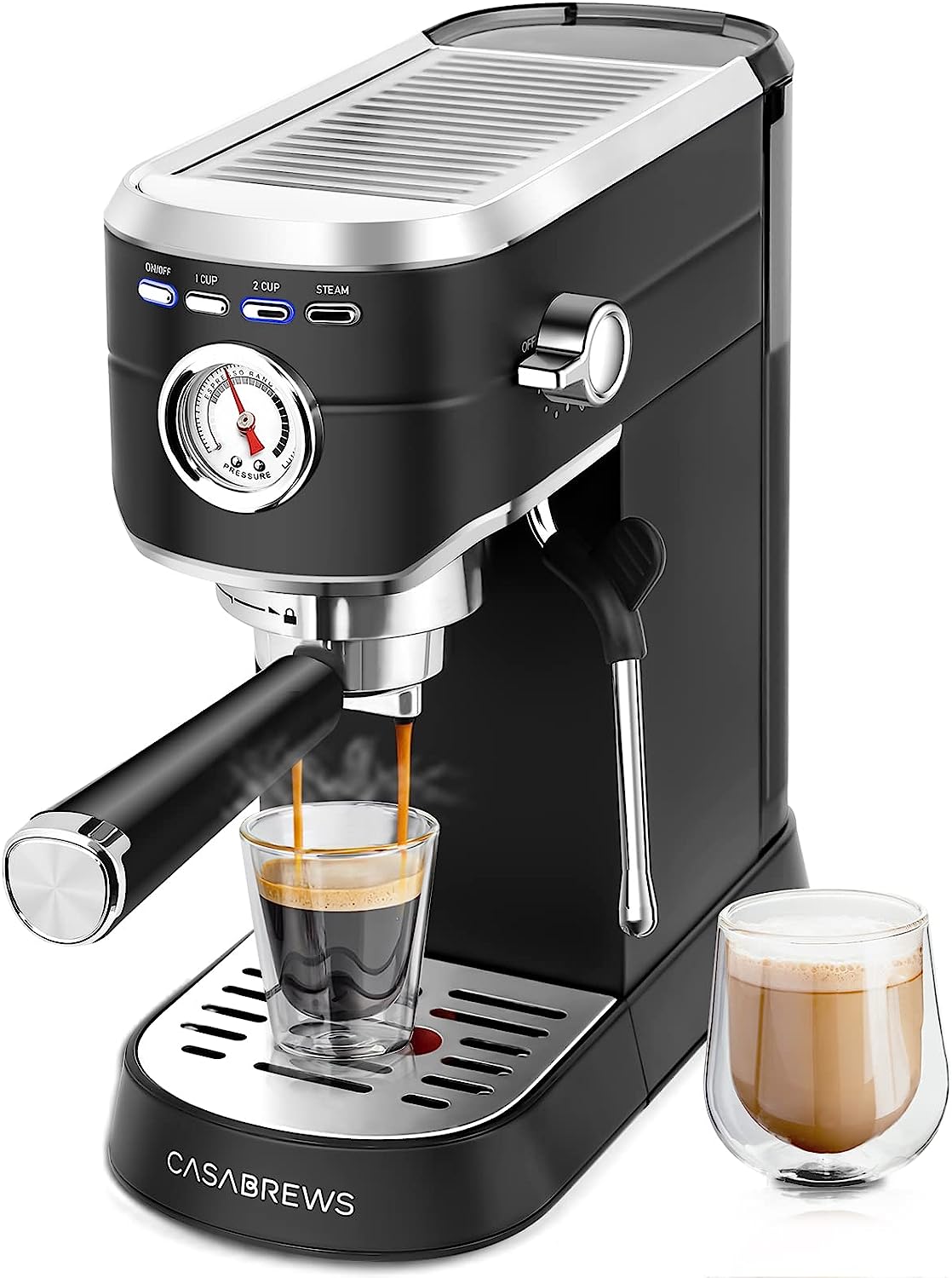 CASABREWS Espresso Machine 20 Bar, Professional Espresso Maker with Milk Frother Steam Wand, Compact Espresso Coffee Machine with 34oz Removable Water Tank for Cappuccino, Latte, Gift for Dad or Mom