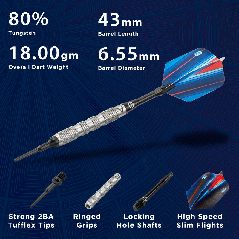 Viper Sidewinder Darts 80% Tungsten Soft Tip Darts Knurled Barrel 18 Grams