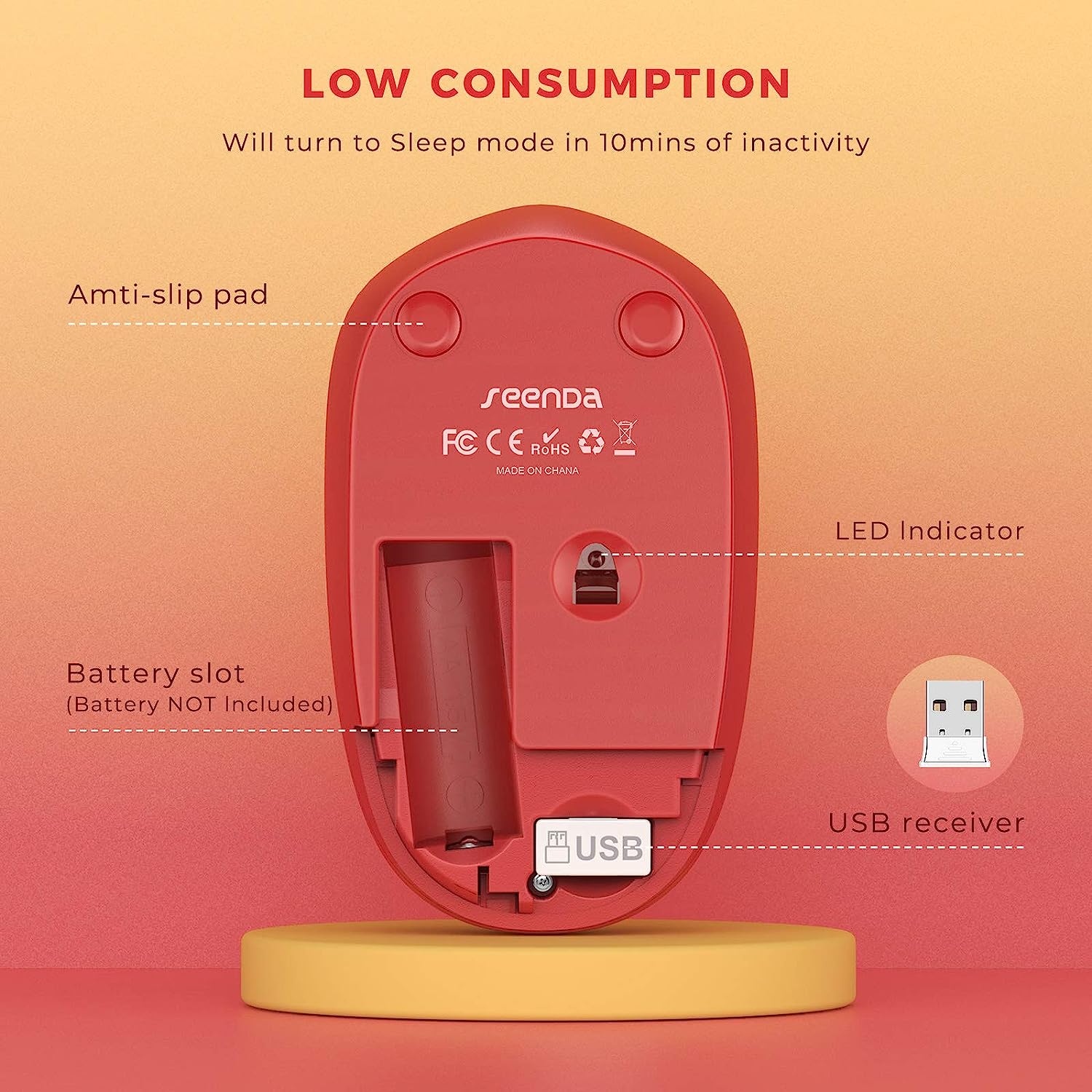 seenda Wireless Mouse, 2.4G Noiseless Mouse with USB Receiver - Portable Computer Mice for PC, Tablet, Laptop with Windows System - Mint Green