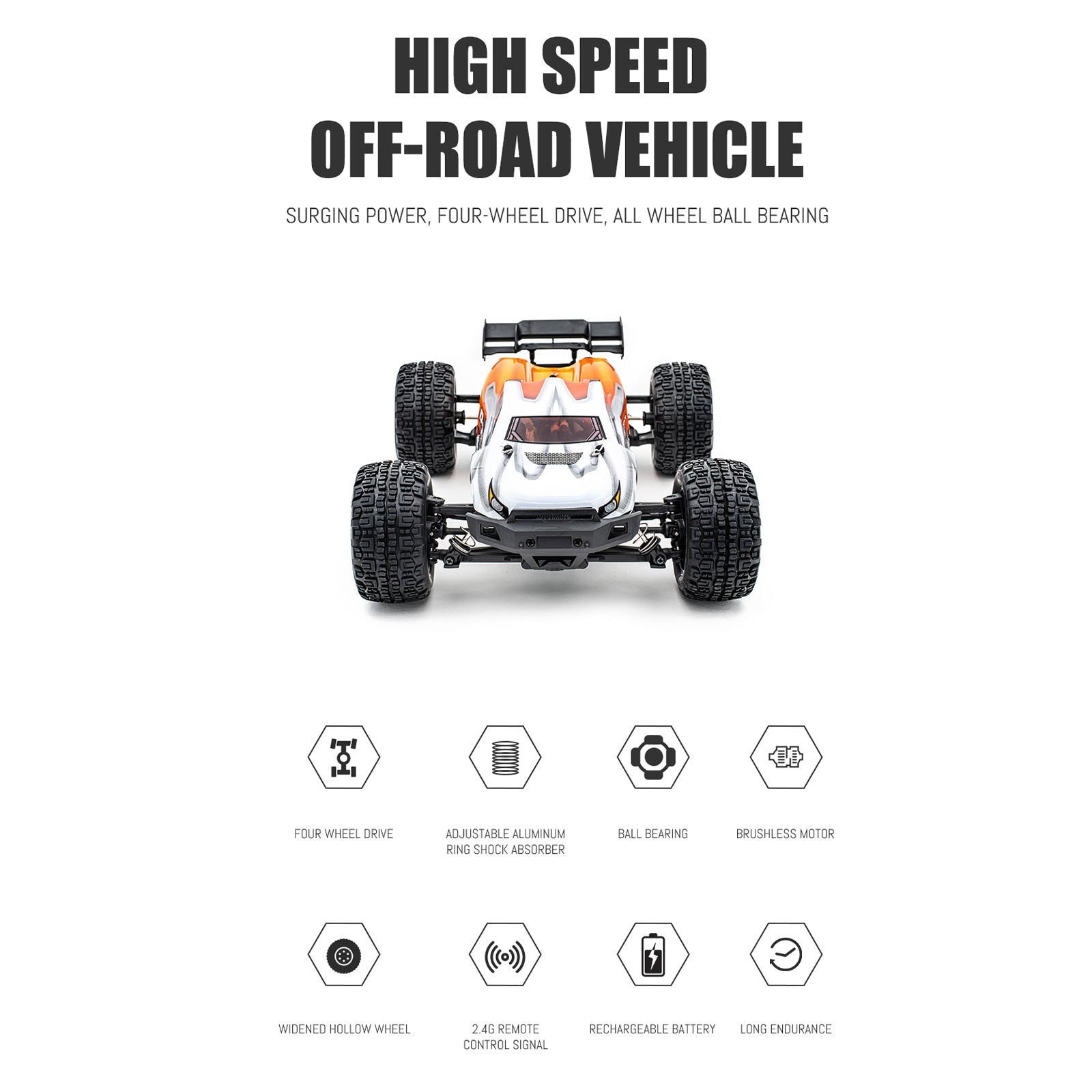HAIBOXING 16890A 1:16 45KM/H 4WD High Speed Electric Vehicle 2.4 GHz All-Terrain RC Car Brushless Waterproof Off-Road Truck (RTR)