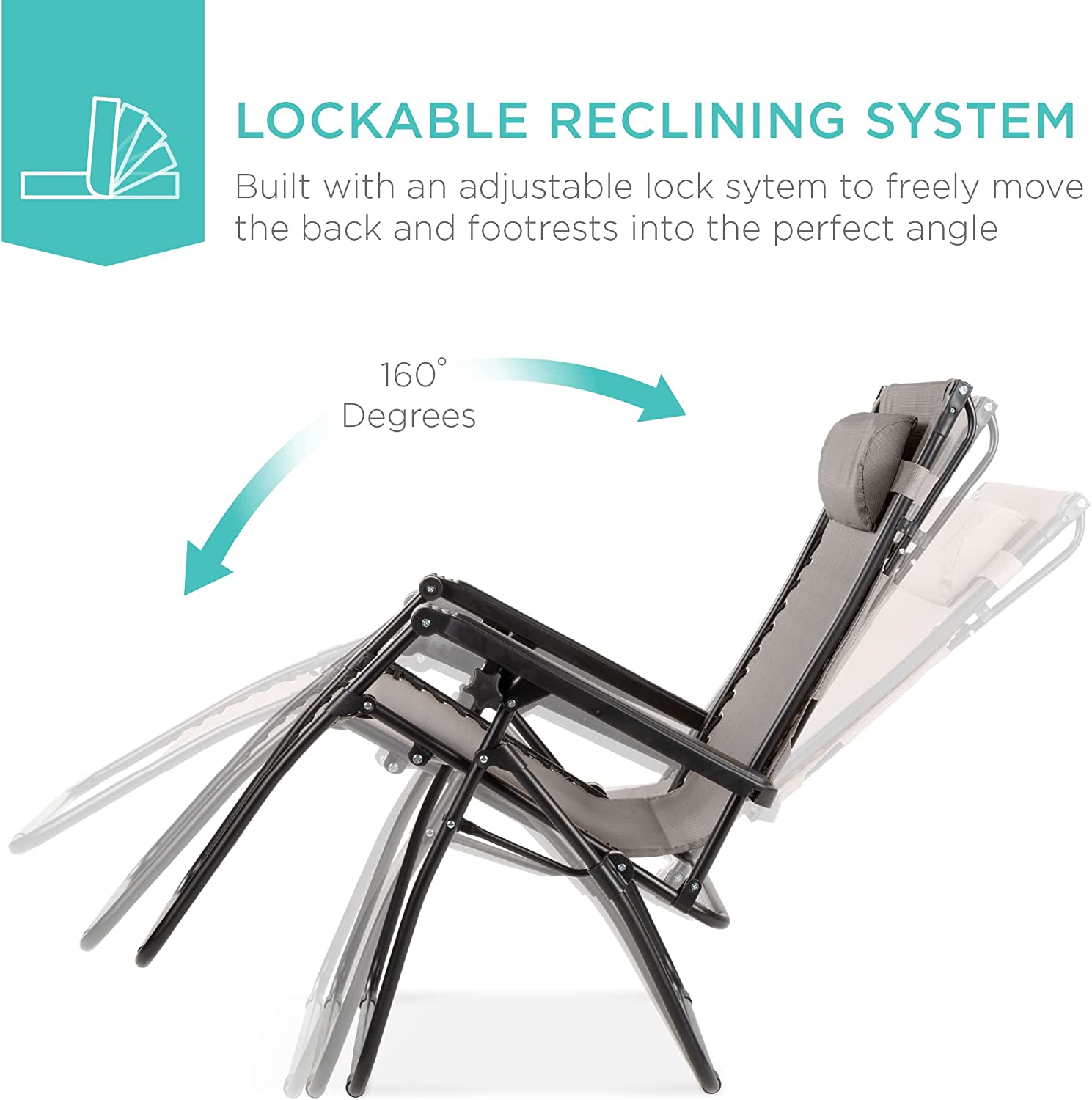 Folding Zero Gravity Outdoor Recliner Patio Lounge Chair w/Adjustable Canopy Shade, Headrest, Side Accessory Tray, Textilene Mesh - Beige