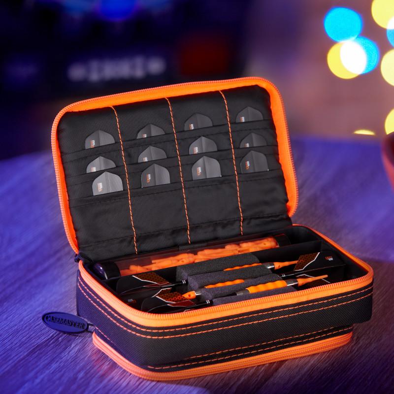 Casemaster Plazma Plus Dart Case Black with Orange Trim and Phone Pocket