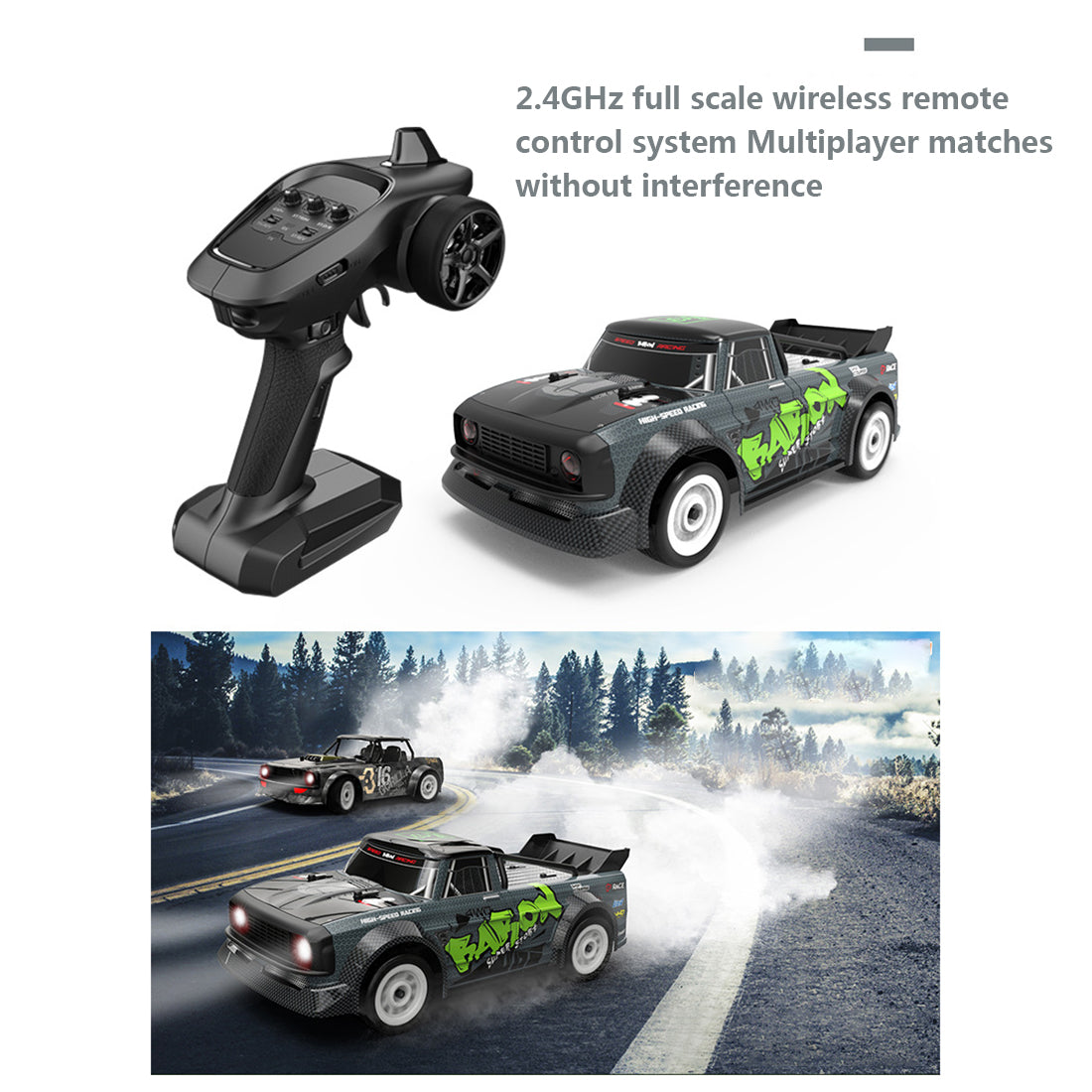 RC Car 1/16 50KM/H 4CH 4WD 2.4G Full Scale Brushless High-speed Racing Car Drifting RC Car with Front Lights - RTR Brushless Version