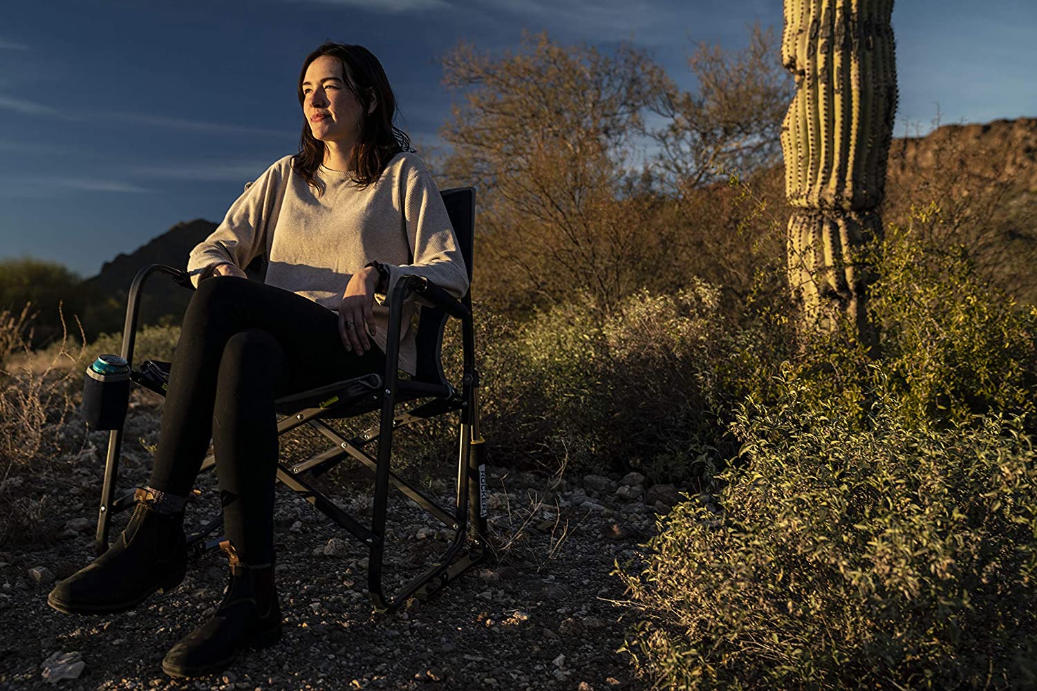 Outdoor Freestyle Rocker Portable Rocking Chair & Outdoor Camping Chair, ergonomic Nylon, Indigo Blue