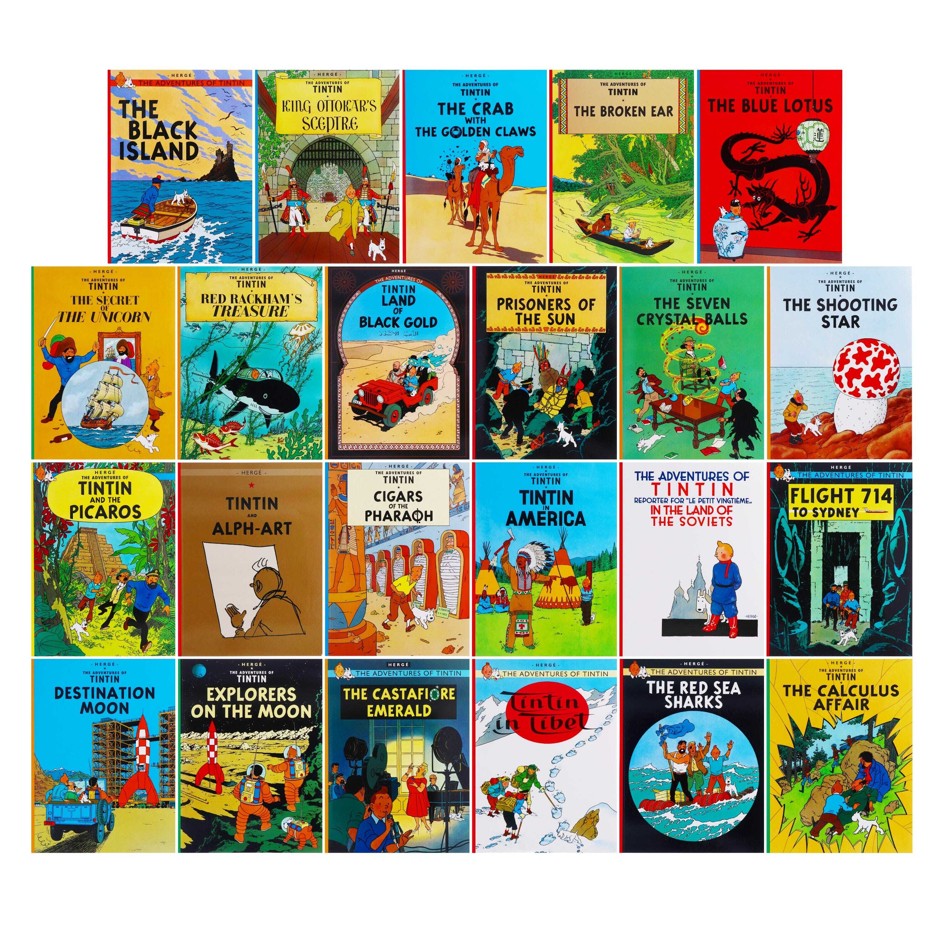 The Adventures of Tintin by Herg��: 90th Anniversary 23 Books Box Set - Ages 7+ - Paperback
