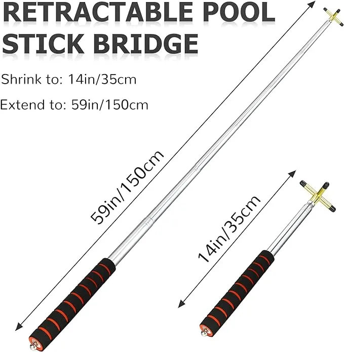 Pool Cue Snooker Pool Bridge Stick Pool Table Accessories Retractable Billiards Cue Rest with Removable Brass Bridge Head