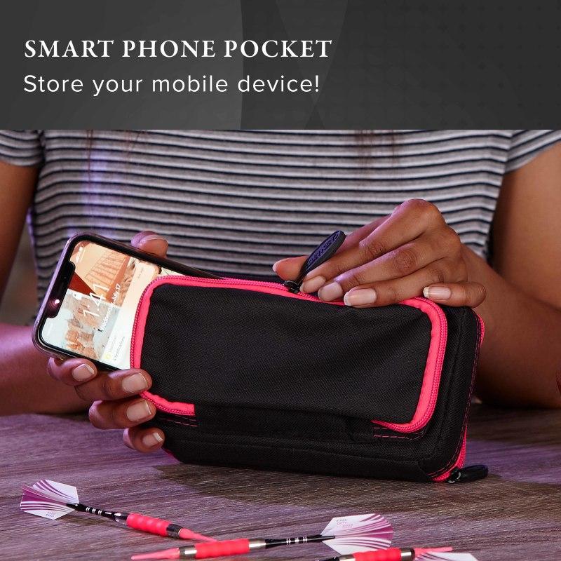 Casemaster Plazma Plus Dart Case Black with Pink Trim and Phone Pocket