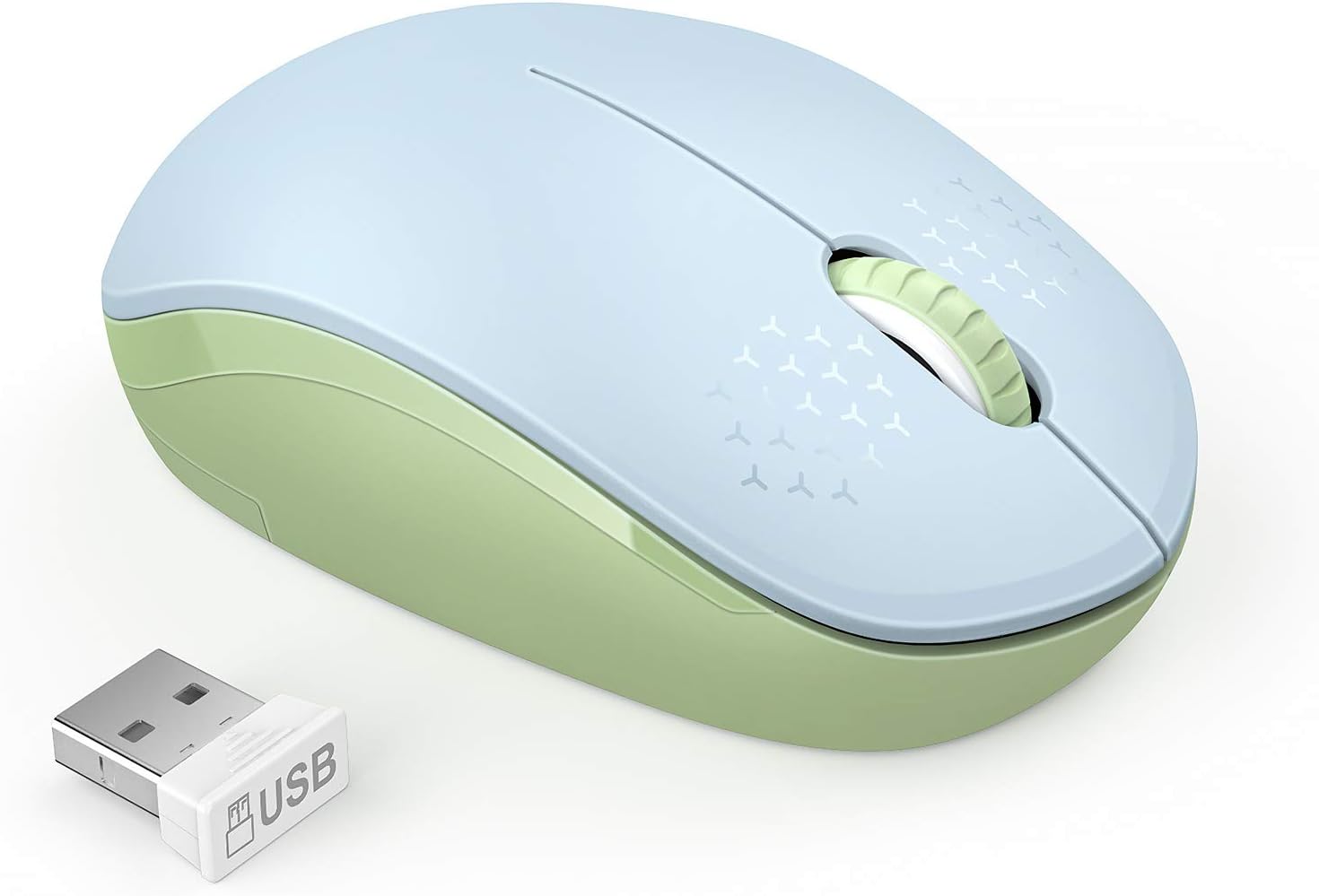 seenda Wireless Mouse, 2.4G Noiseless Mouse with USB Receiver - Portable Computer Mice for PC, Tablet, Laptop with Windows System - Mint Green