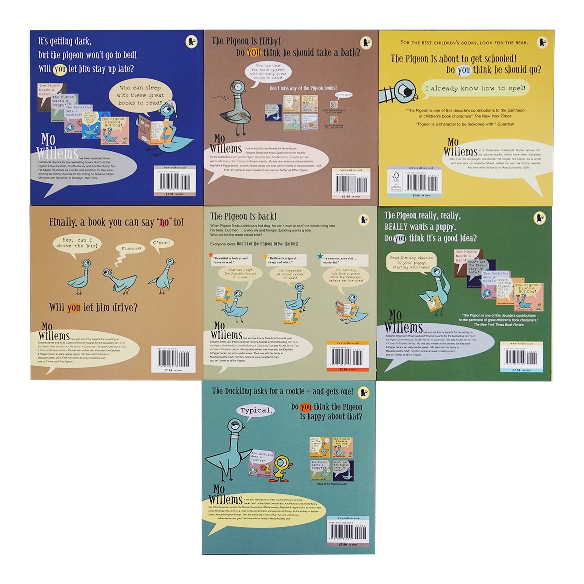 Don't Let the Pigeon Series 7 Books Collection Set By Mo Willems - Age 3-7 - Paperback