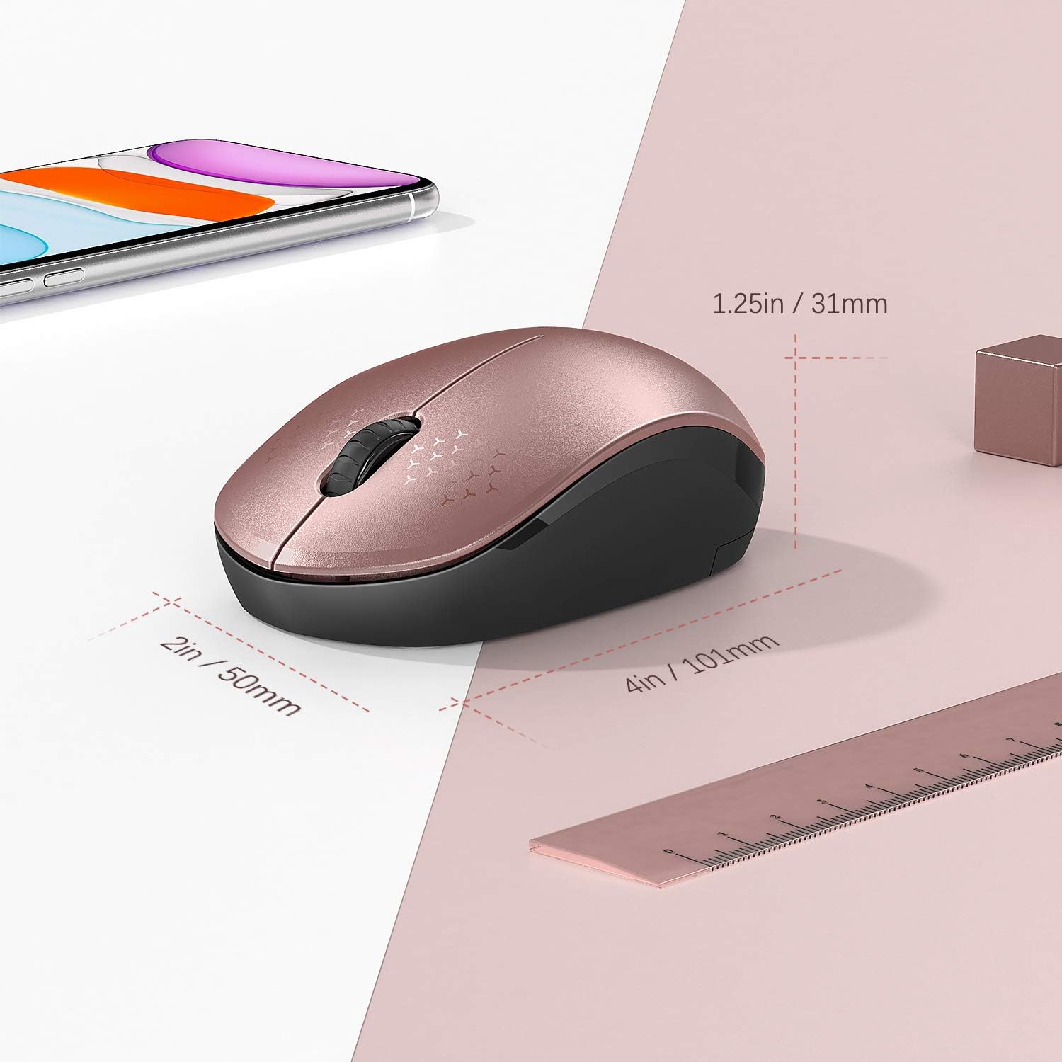 seenda Wireless Mouse, 2.4G Noiseless Mouse with USB Receiver - Portable Computer Mice for PC, Tablet, Laptop with Windows System - Mint Green