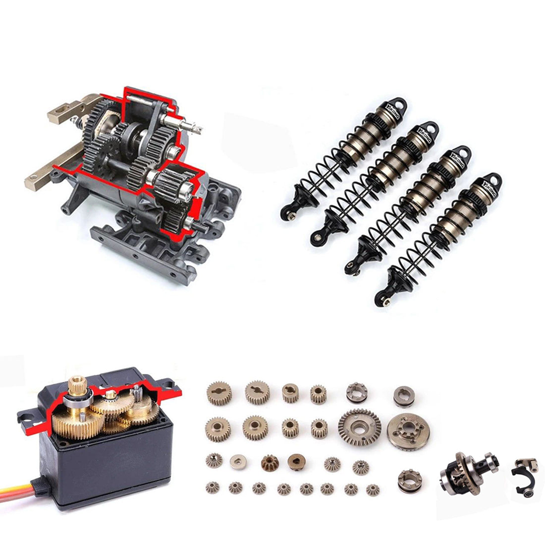 YK 6101 1/10 RC Truck Six-Wheel Pickup Simulated Off-road Clawer with Linkage Light  Differential Lock Speed Transmitter Model Car