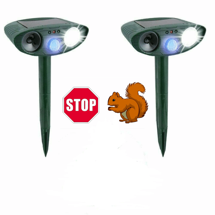 Squirrel Outdoor Solar Ultrasonic Repeller - Get Rid of Squirrels in 48 Hours