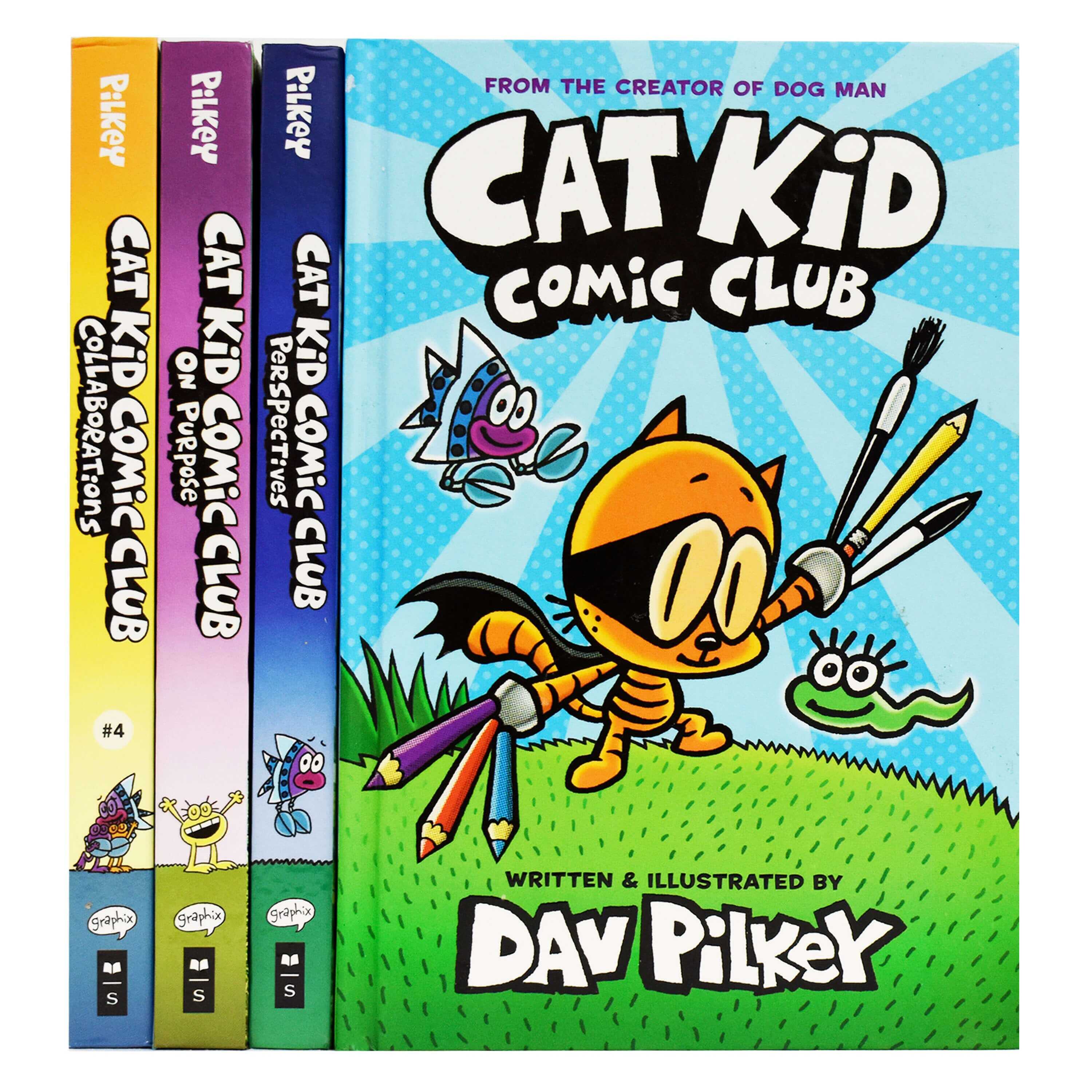 Cat Kid Comic Club by Dav Pilkey 4 Books Collection Set - Ages 7-12 - Hardback