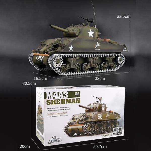 RC Tanks that Shoot BBS Metal 1/16 M4A3 Sherman Tank with Smoke & Sound