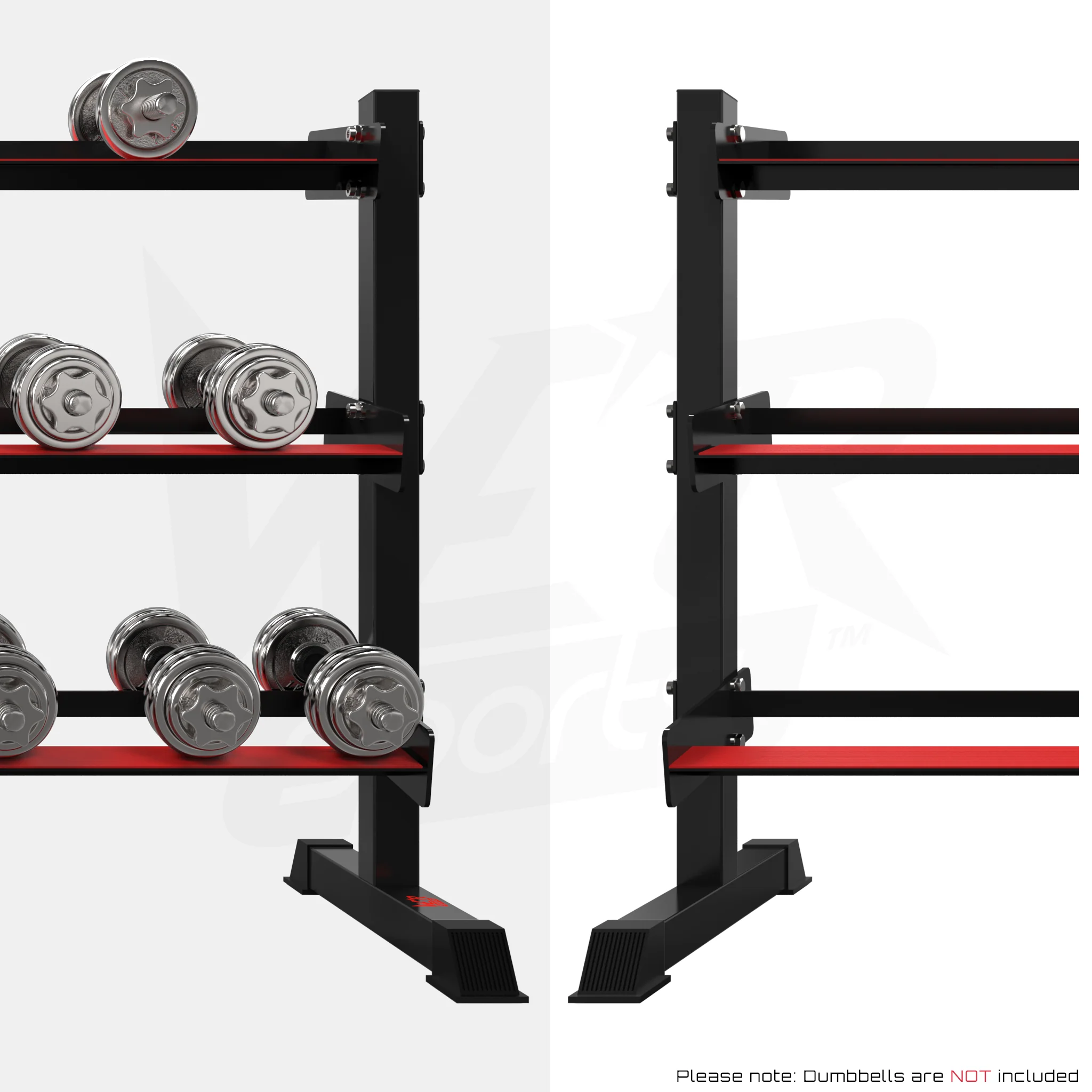 We R Sports 3 Tier Dumbbell Rack - Black