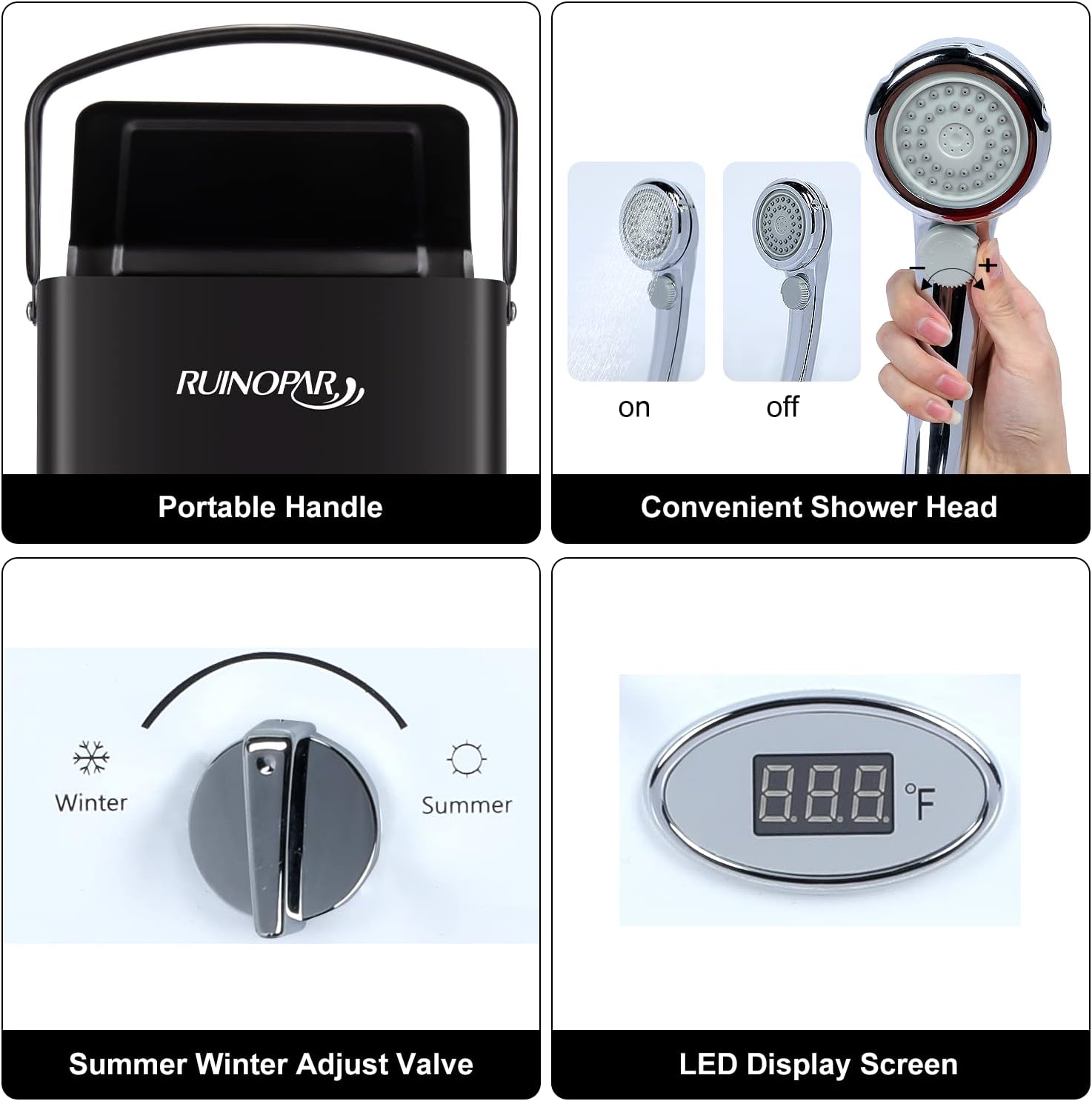 Portable Water Heater Propane Tankless - 6L 1.58GPM RV on demand Hot Gas Outdoor Digital Display Water Heater for Camping ,Boat,Cabins