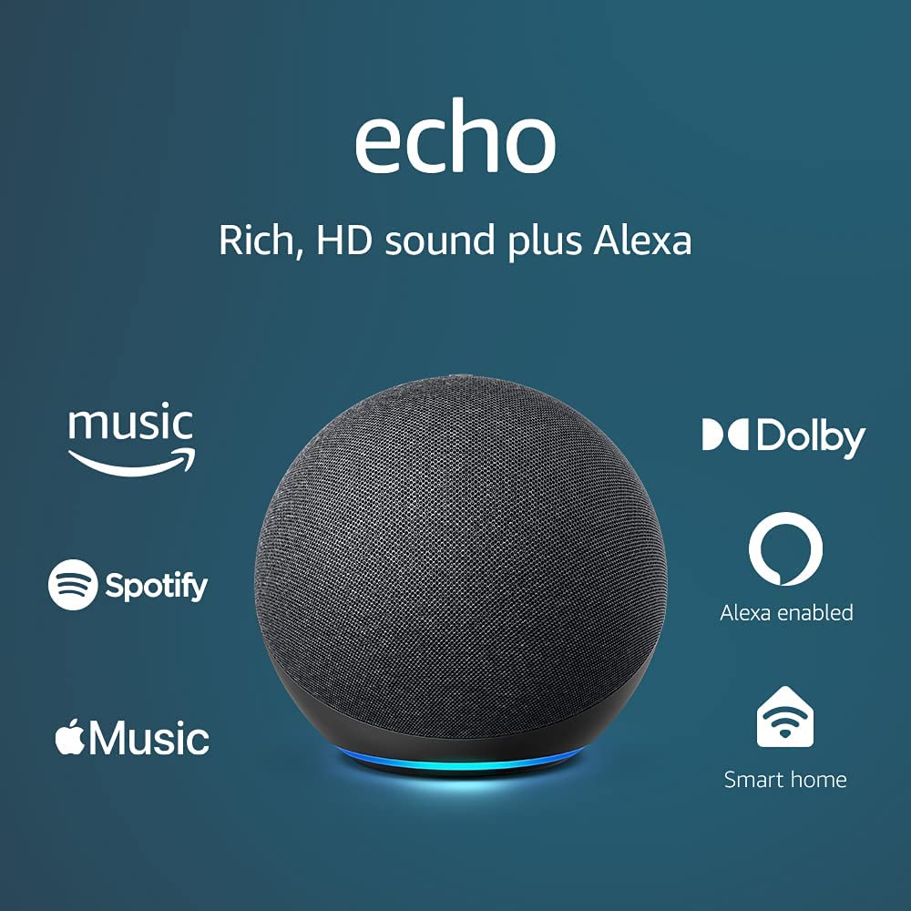 Echo (4th Gen) | With premium sound, smart home hub, and Alexa | Glacier White