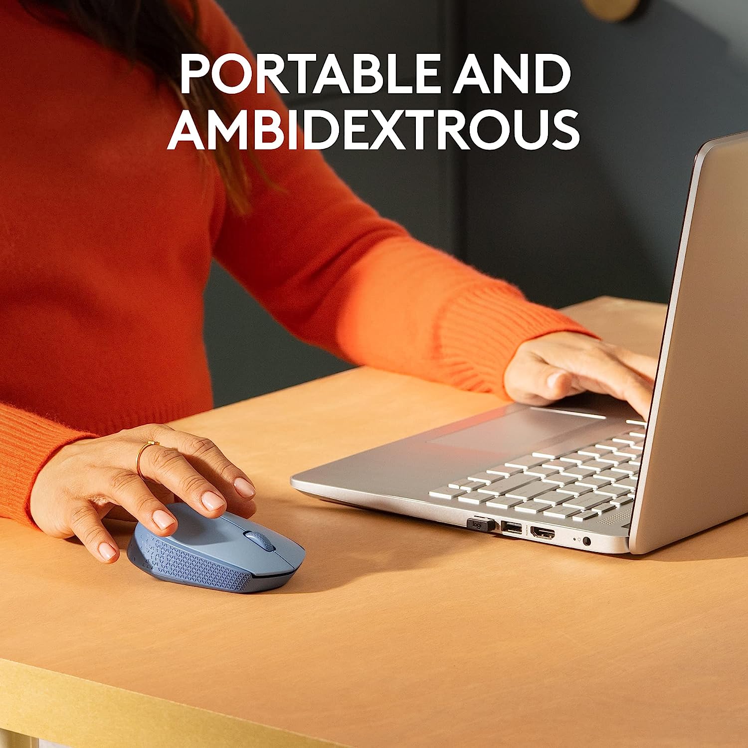 Logitech M170 Wireless Mouse for PC, Mac, Laptop, 2.4 GHz with USB Mini Receiver, Optical Tracking, 12-Months Battery Life, Ambidextrous - Blue Grey