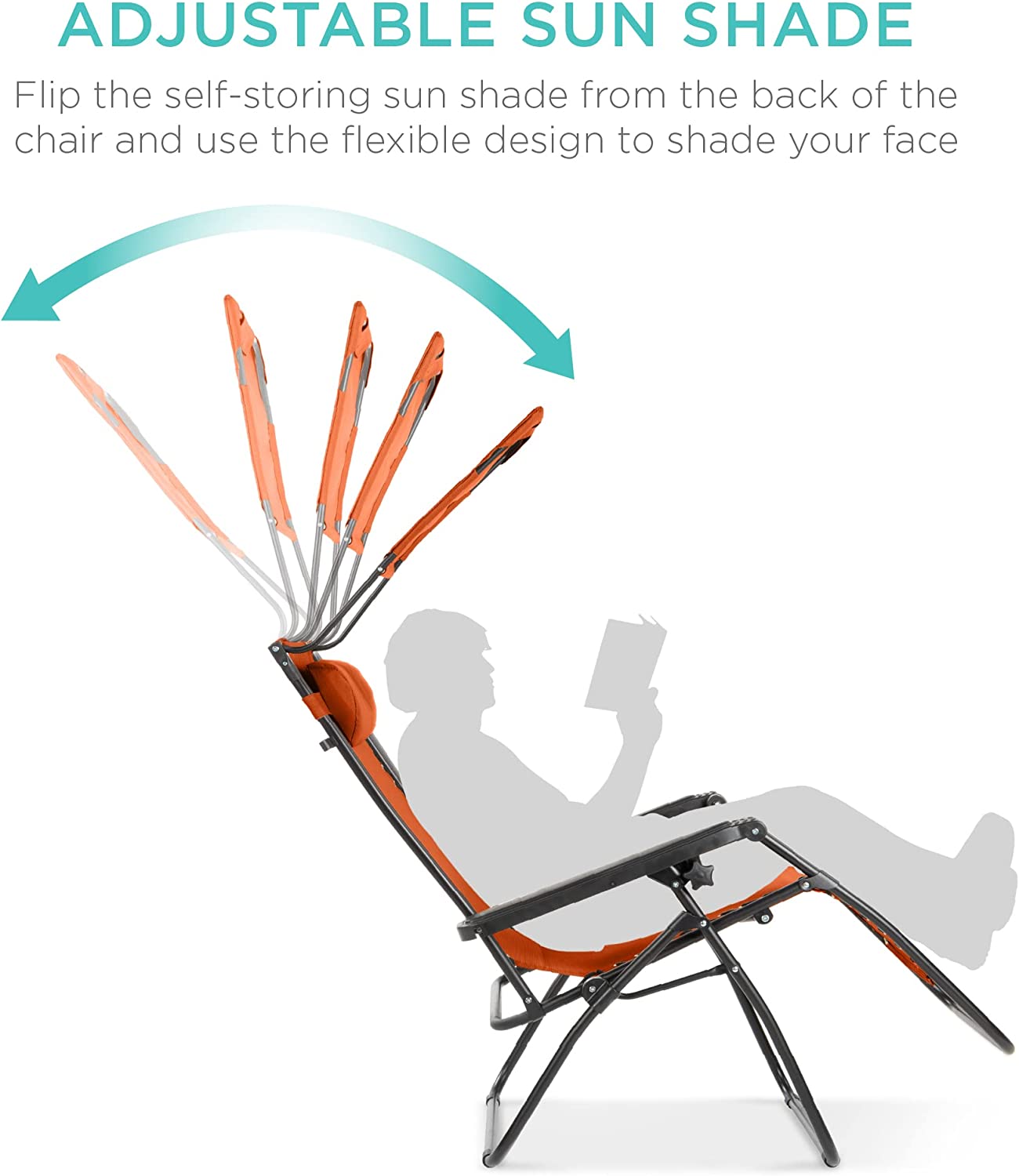 Folding Zero Gravity Outdoor Recliner Patio Lounge Chair w/Adjustable Canopy Shade, Headrest, Side Accessory Tray, Textilene Mesh - Beige