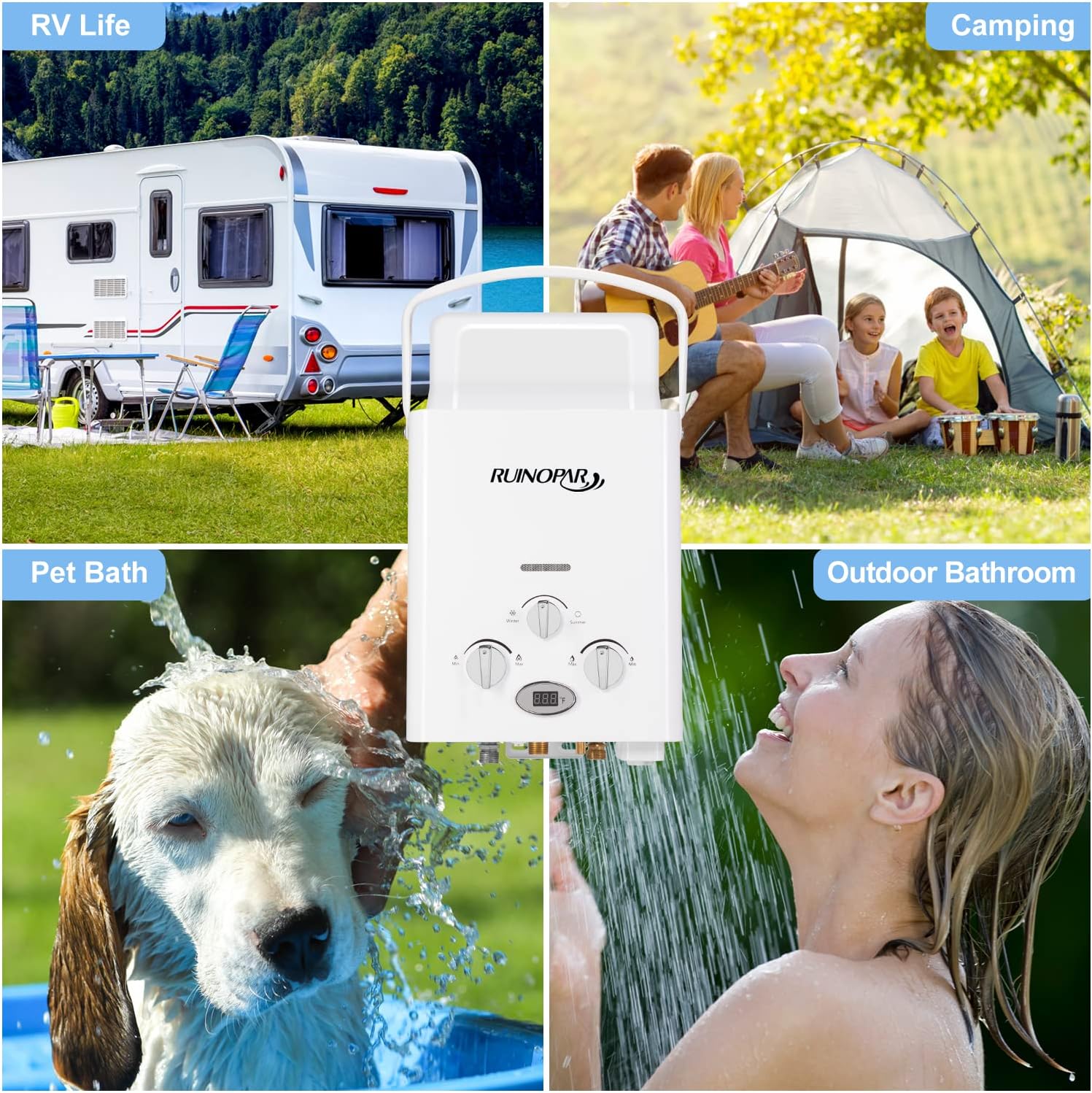 Portable Water Heater Propane Tankless - 6L 1.58GPM RV on demand Hot Gas Outdoor Digital Display Water Heater for Camping ,Boat,Cabins