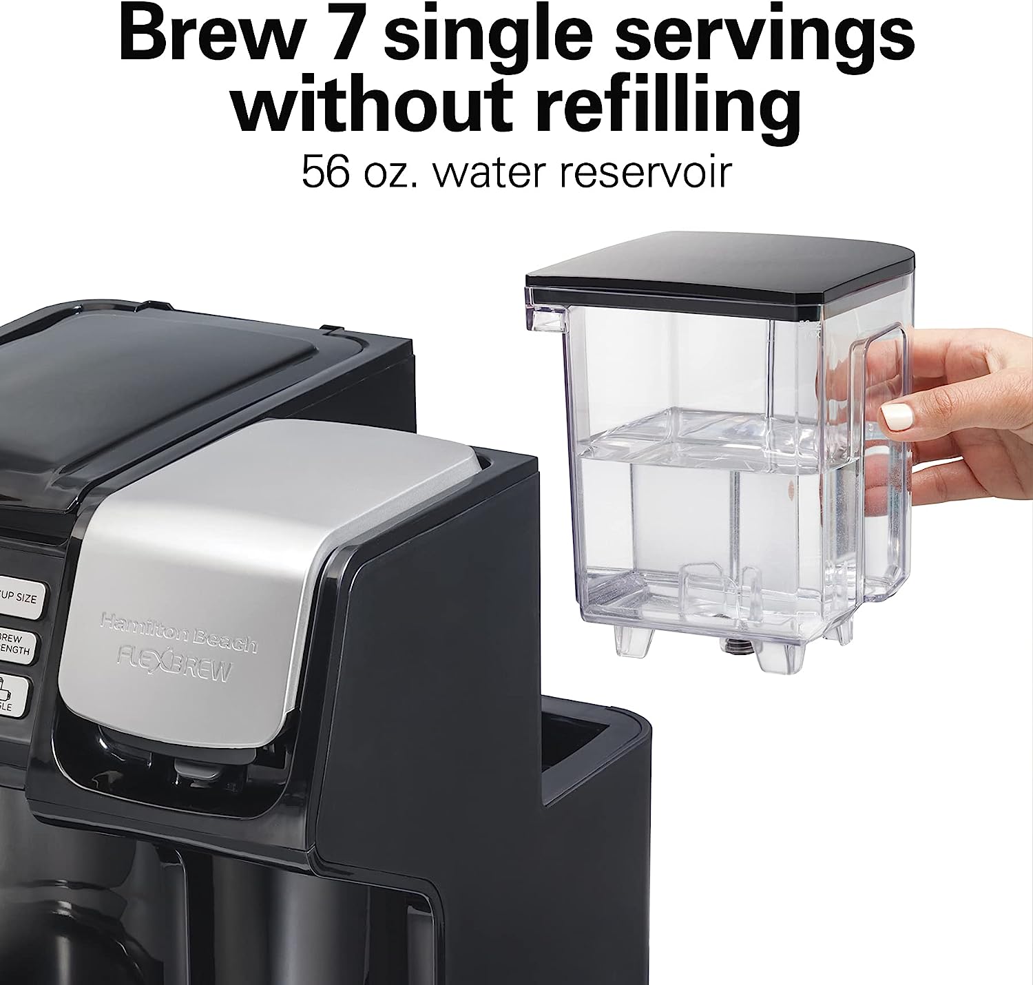 Hamilton Beach 49976 FlexBrew Trio 2-Way Coffee Maker, Compatible with K-Cup Pods or Grounds, Combo, Single Serve & Full 12c Pot, Black