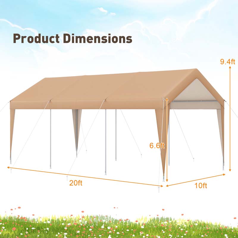 10 x 20 FT Heavy-Duty Steel Frame Carport Portable Garage Tent, All-Season Outdoor SUV Truck Car Canopy Boat Shelter