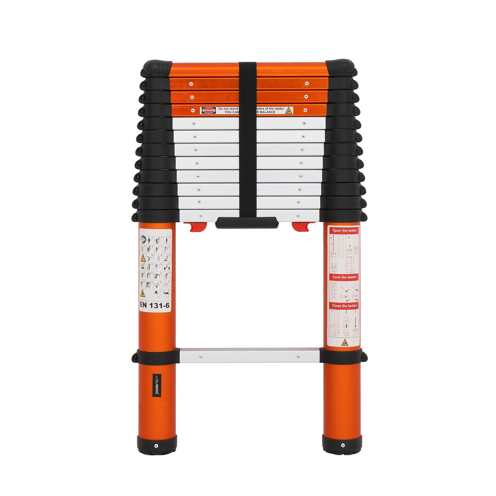 Multi-Use Telescoping Ladder Aluminum Extension Ladder One-Button Retraction 330 Lb Capacity