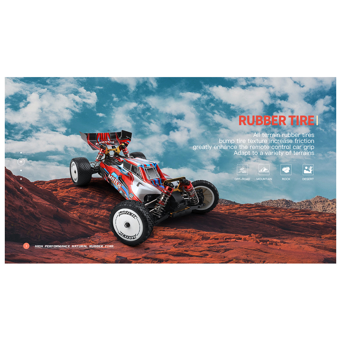 WLtoys 104001 1/10 45KM/H 2.4G Racing RC Car High Speed 4WD Electric Off-Road Drift Car - Red