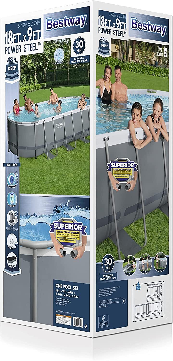 💖Oval Metal Frame Above Ground Outdoor Swimming Pool Set with 1500 GPH Filter Pump, Ladder, and Pool Cover(FREE SHIPPING)